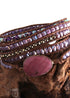 Boho Bracelet, RH 5 Layers Leather Wrap Bracelet, Natural Stones, Green, Rose, Purple